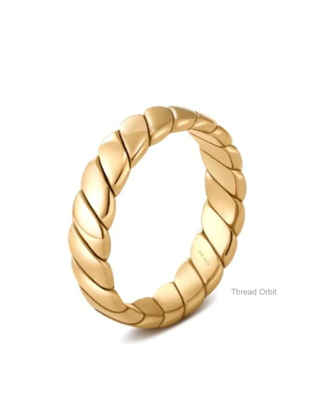4mm Twisted Stacking Bands Ring 14K Gold Plated Women Stackable